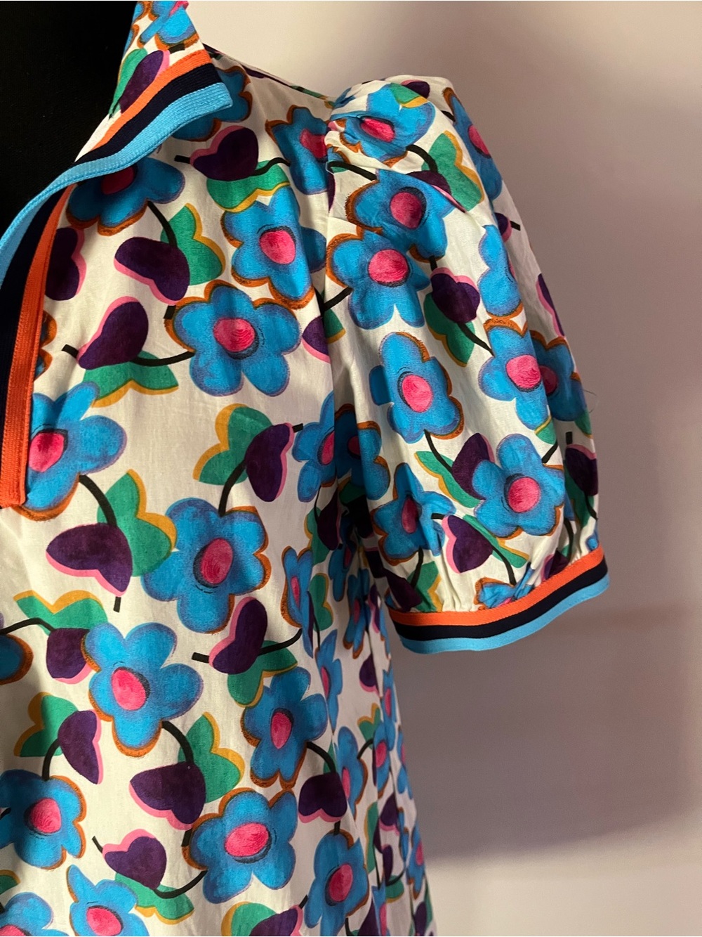 Entro Floral Puff Sleeve Shift Dress – Retro Mod Print with Pockets NWT⭐️ – Sz S - Picture 3 of 8